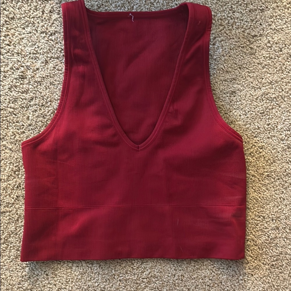 Athleta Red Crop Tank Top